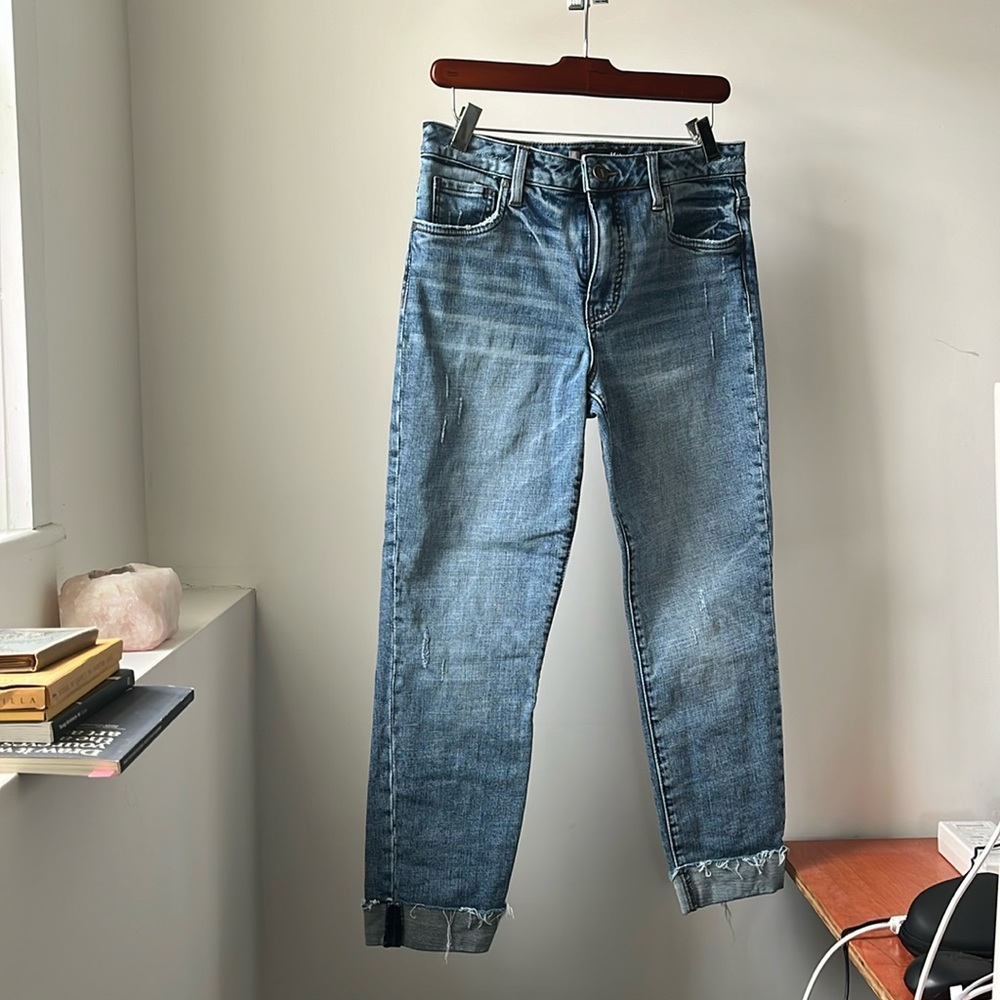 NWOT Catherine Denim; High Rise Fab Ab Boyfriend Cuff Raw Hem; Size 4